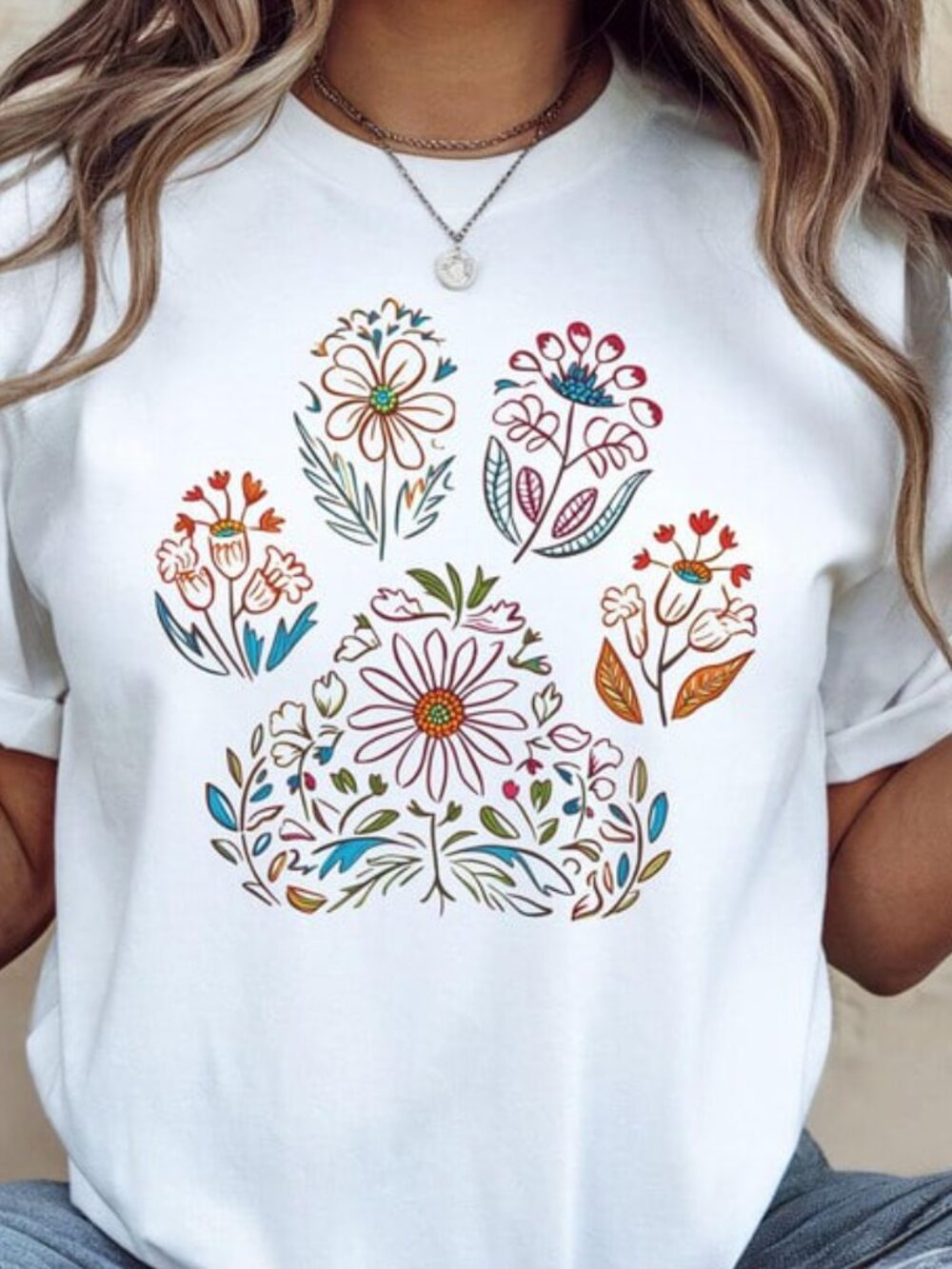 Floral Paw Shirt, Dog Mom Gift, Cute Floral Dog Tee